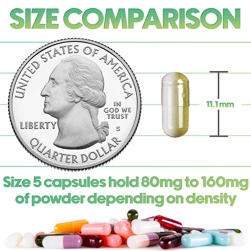 XPRS Nutra Size 5 Empty Capsules - 100 Count Very Small Empty Gelatin Capsules - Pills DIY Capsule Filling - Fillable Pill Gel Caps for Do-It-Yourself Vitamin Supplements (Green/Yellow)