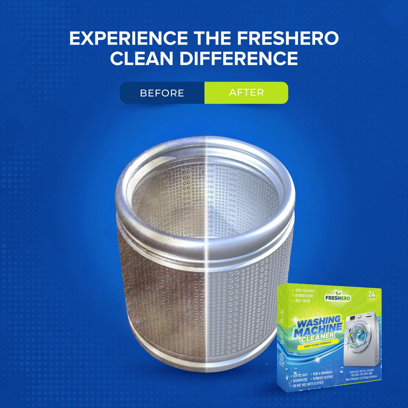 Washing Machine Cleaner Tablets 24 Pack Descaler & Deep Cleaning Solution for HE, Top load & Front Loader Washers, Septic Safe, Removes Residue, Build-ups & grimes 1-Year Supply - BeesActive Australia