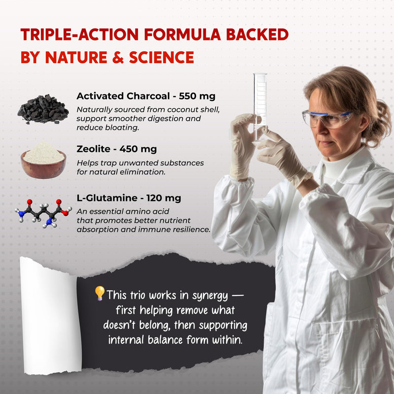 Premium All-in-1 Activated Charcoal, Zeolite, L-Glutamine & Chlorella ‚Äì Supports Digestive Cleanse & Immune Wellness ‚Äì Made in The USA ‚Äì 150 Capsules 150 count (pack of 1) - BeesActive Australia