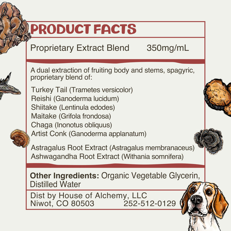 MycoDog Vitality - 20-in-1 Turkey Tail Mushroom for Dogs - Mushroom & Adaptogen Supplement for Senior Dogs - Supporting Immune Health & Daily Wellness - with Reishi, Chaga