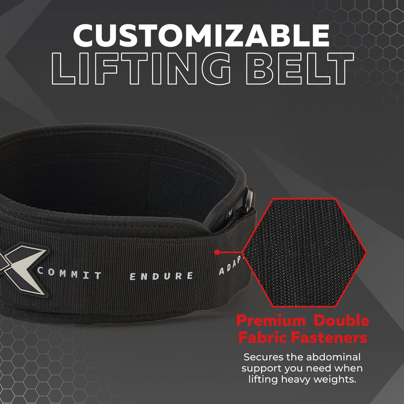 PICSIL - Weight Lifting Belt | Core & Back Support | Customizable with Patch Space | Ideal for Cross training, Squats & Barbell Exercises | Strength Belt for Women and Men | Size Small S Black