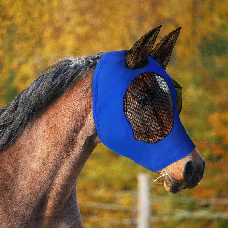 Weewooday 3 Pcs Horse Fly Masks for Horses Fly Masks with Ears Smooth and Elasticity Fly Mask with UV Protection(Purple, Royal Blue, Pink, M) Medium Purple, Royal Blue, Pink - BeesActive Australia