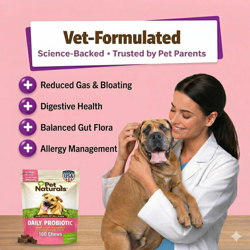 Pet Naturals Probiotics for Dogs – 320 Soft Chews, Digestive & Gut Health Dog Support with 120M CFUs + Prebiotics, Immune Support for Occasional Upset Dog Stomach, Duck Flavor, All Breeds