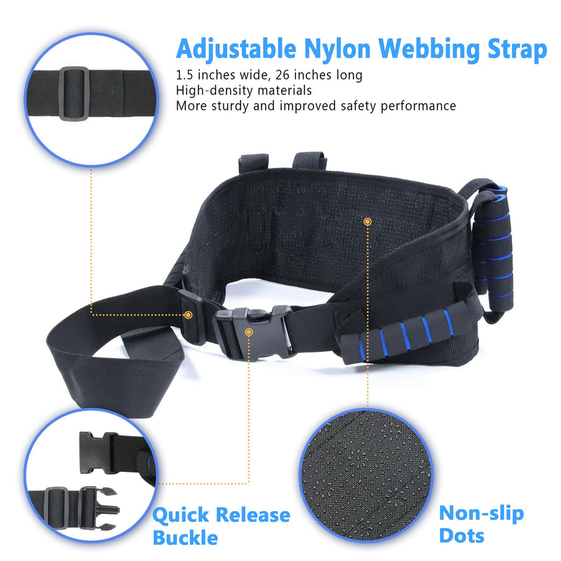 Gait Belt Transfer Belts for Seniors, Gate Belts Medical for Elderly Mobility Limited People Standing & Walking Assist Aid, 5.4" Widened Gait Belt with 7 Soft Handles, Quick Release Buckle & Adjustable Waist Size 30.9"-55.9"