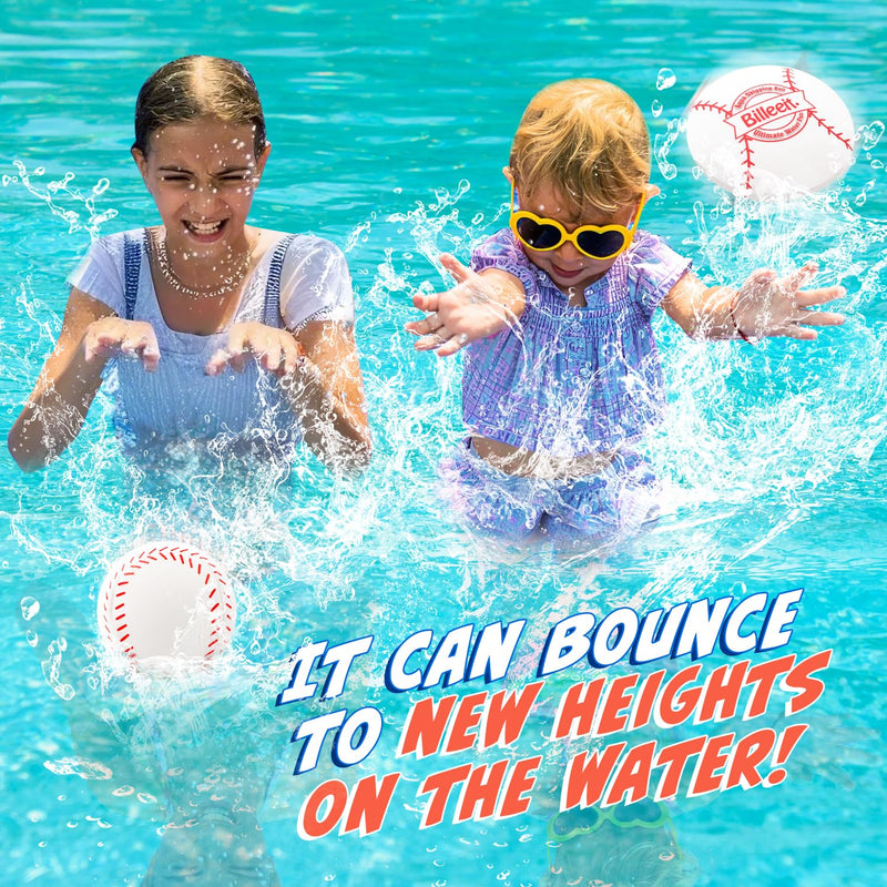 Billeeit 4Pcs Water Skipping Balls for Pool Play(Baseball Theme), Water Pool Beach Swim Toys for Kids Ages 4-8, 8-12 and Adults, Include 2 Balls and 2 Discs