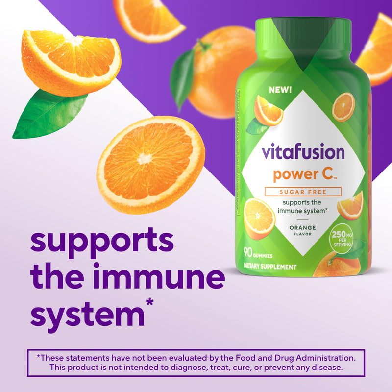 Vitafusion Power C Vitamin Gummies | Sugar Free | 250 mg | 90 Count | Adult Gummy Vitamins for Women & Men | Orange Flavor | Gluten-Free Supplement 90 Count (Pack of 1)