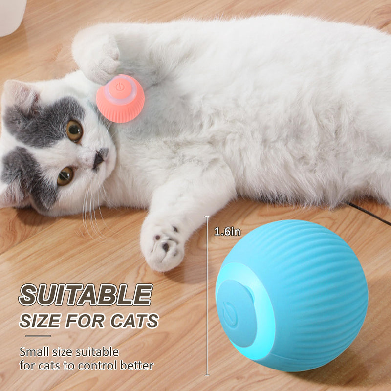 Interactive Cat Ball Toy, Intelligent Cat Toys with LED Lights, Automatic Moving Rolling Ball for Indoor Cats, Cat Automatic Toy Blue - BeesActive Australia