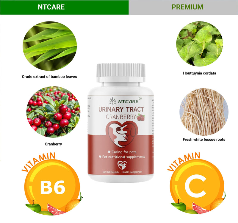 Cranberry for Dogs - Urinary Tract Support, Bladder Health, Dog UTI, Bladder Stones, Incontinence Support, Cranberry for Dogs and Cats, 120 Tablets