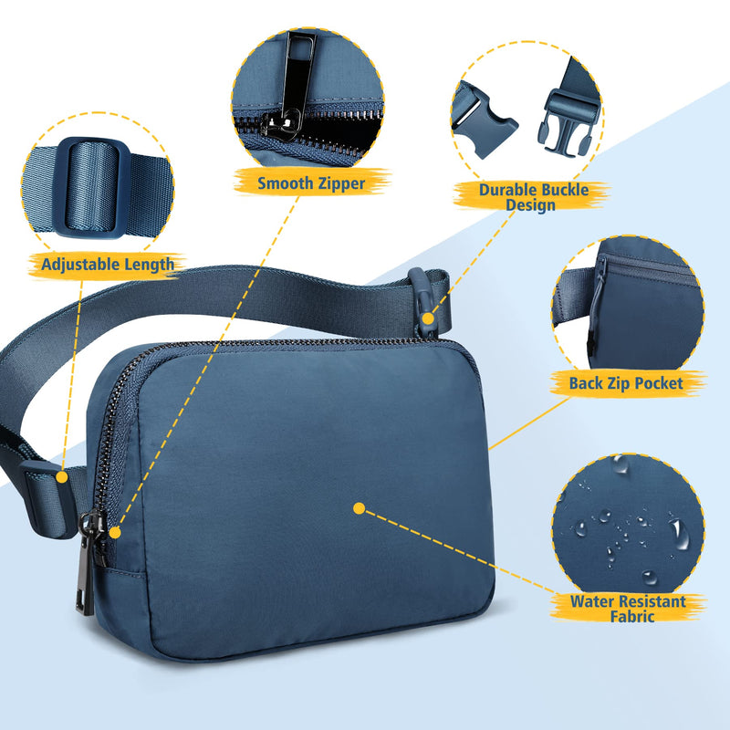 Crossbody Fanny Pack for Women Men:Small Runners Belt Bag with Adjustable Strap - Water Resistant Fashion Bum Bag, Mini Waist Bag for Running Travel Hiking Carrying All Phones,By ZOMAKE Small Blue