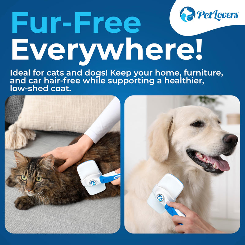 PetLovers EzSlicker Self-Cleaning Brush - Dog Brush for Shedding, Gentle Slicker Brush for Cats, Tangle-Free Grooming Comb with Soft Bristles & Ergonomic Handle for Stress-Free Grooming - BeesActive Australia