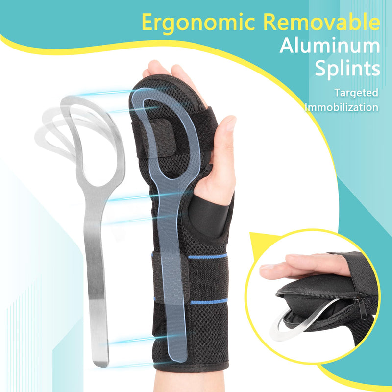 Resting Hand Splint, Stroke Hand Wrist Brace for Carpal Tunnel Night Support, Pain Relief for Stroke Recovery, Flexion Contractures, Arthritis, Tendonitis, Right Hand, Black, L