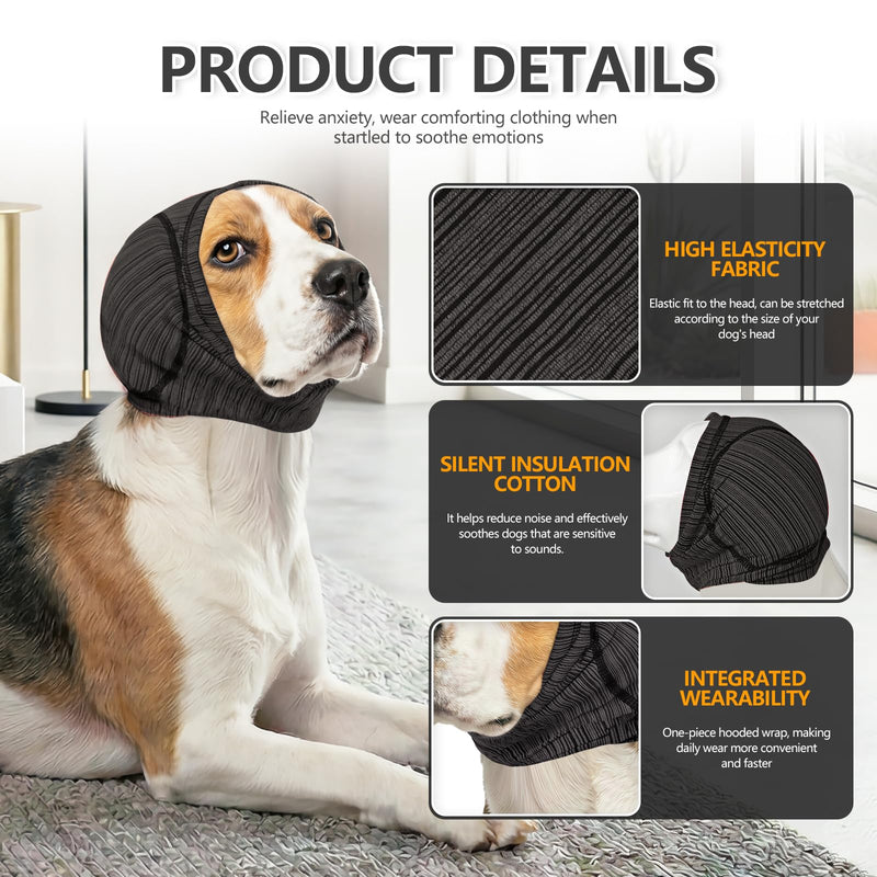 Dog Ear Muffs for Anxiety Relief & Noise Cancelling, Calming Hoodie for Grooming, Bathing, Thunder, & Fireworks,Grey XL Grey X-Large
