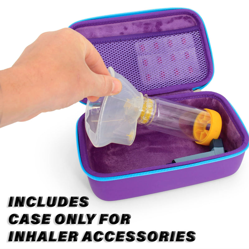CASEMATIX Asthma Inhaler Case For Travel Fits Asthma Inhaler Spacer With Mask Attached, Inhaler Holder and Additional Accessories Used With Spacer For Inhaler, Includes Purple Asthma Case Only - BeesActive Australia