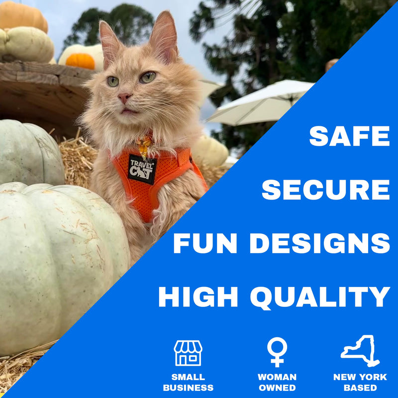 Travel Cat Harness and Leash Set - Adjustable Fit Mesh Cat Harness and Reflective Strap - Comfort Escape Proof Harness for Cats, Kitten for Outdoor Walking, Hiking (Medium, Orange) Medium - BeesActive Australia