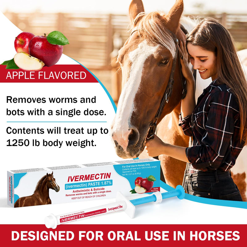 Ivermect Horse Paste 1.87%, for Horse Use Only, 6.08g, 1 Pack, Appled Flavored