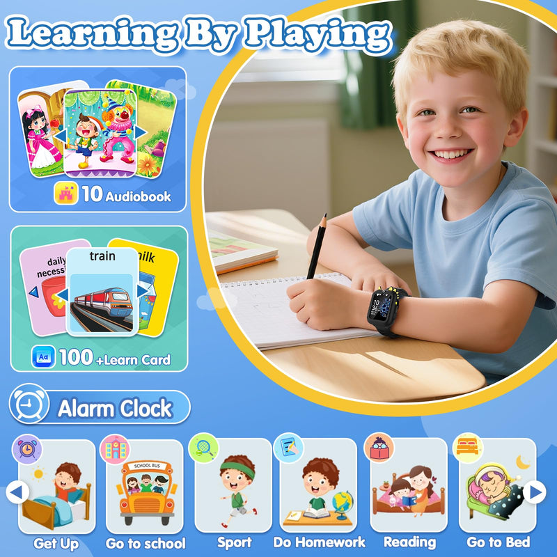 Kids Smart Watch Boys Gift Age 3-12 with 39 Games Alarm Clock Camera Video Music Player Pedometer Flashlight 12/24 hr HD Touch Screen Kids Watch Christmas Birthday Toys for Boys Ages 4 5 6 7 8 9 10 Black - BeesActive Australia