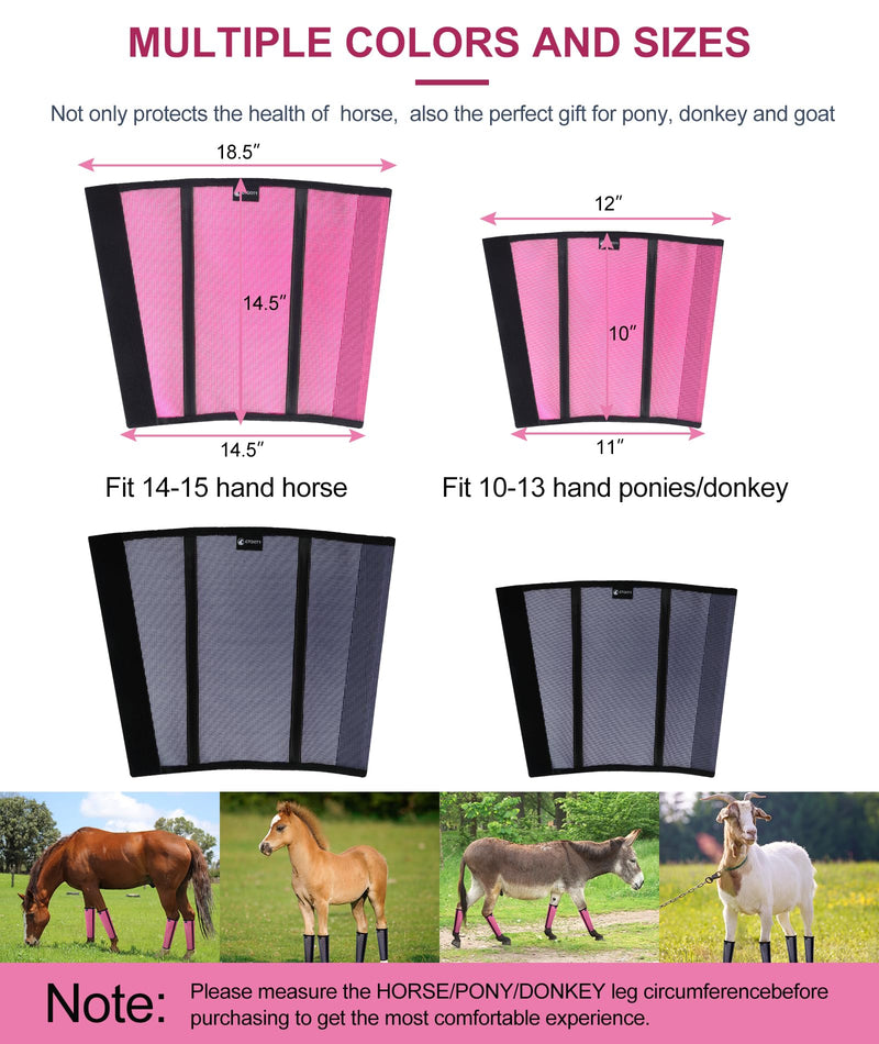 Horse Fly Boots for Pony - Upgrade Mesh Mini Donkey Leg Fly Protection with Leather Frame, Horse Leggins Fly Boots Set of 4(small, blue) Small for 10~13 hand pony/donkey - BeesActive Australia