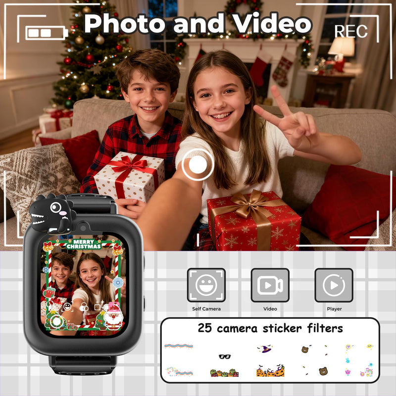 Smart Watch for Kids, Kids Smart Watch Boys, Preschool Toddler Boy Toys Birthday Gift for Boy 3 4 5 6 7 8 9 10 11 12 Years Old Black