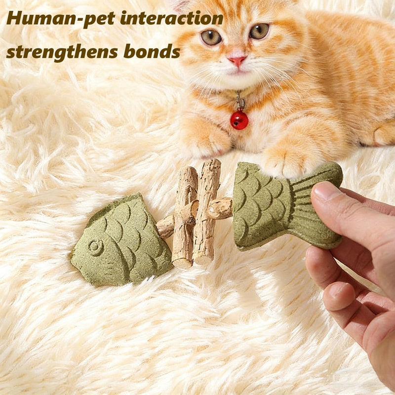 Purrident - Fix Cat Dental Health - Natural Dental Chew for Cats, Fishbone Shape Cat Teething Toy with Catnip, Durable Feline Tooth Care Tool for Indoor & Adult Cats (3CPS-C) 3CPS-C