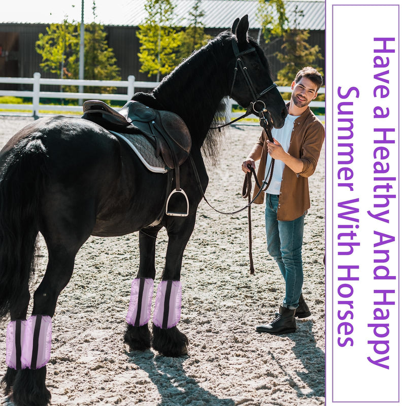 Loose Fitting Horse Leggings Breathable Fine Mesh Leg Guard Anti-Mosquito Fly Boots for Horse Equestrian Equipment Protect Horse Legs Set of 4 (Purple) - BeesActive Australia