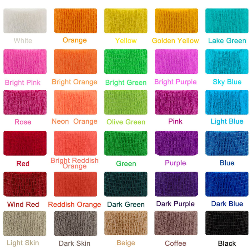 BQTQ 30 Rolls Self Adherent Wrap 4 inch Bandage Adhesive Wrap Breathable Athletic Tape Stretch Wrap Roll Sports Wrap Tape Self Adhesive Bandage Wrap for Wrist Ankle Swelling Sprains(30 Colors) Rich Color - BeesActive Australia