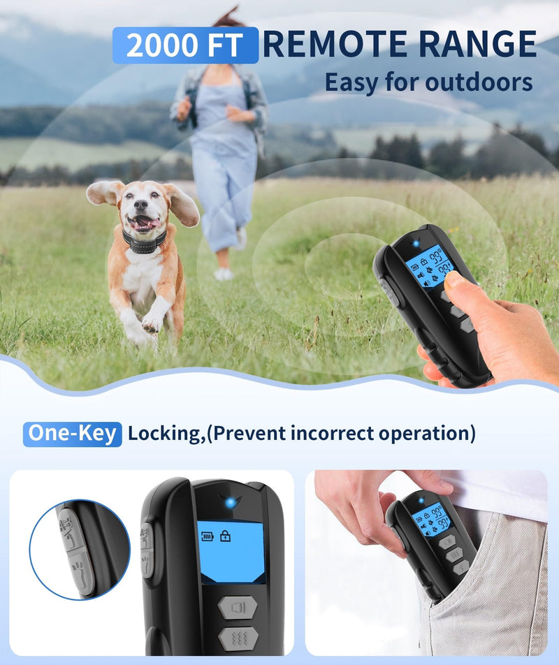 Dog Training Collar with Remote - Shock Collar for Dogs, Waterproof Electric Collar with Flashlight Beep Vibration Shock Modes Rechargeable Dog Shock Collar for Small Medium Large Dogs Grey - BeesActive Australia