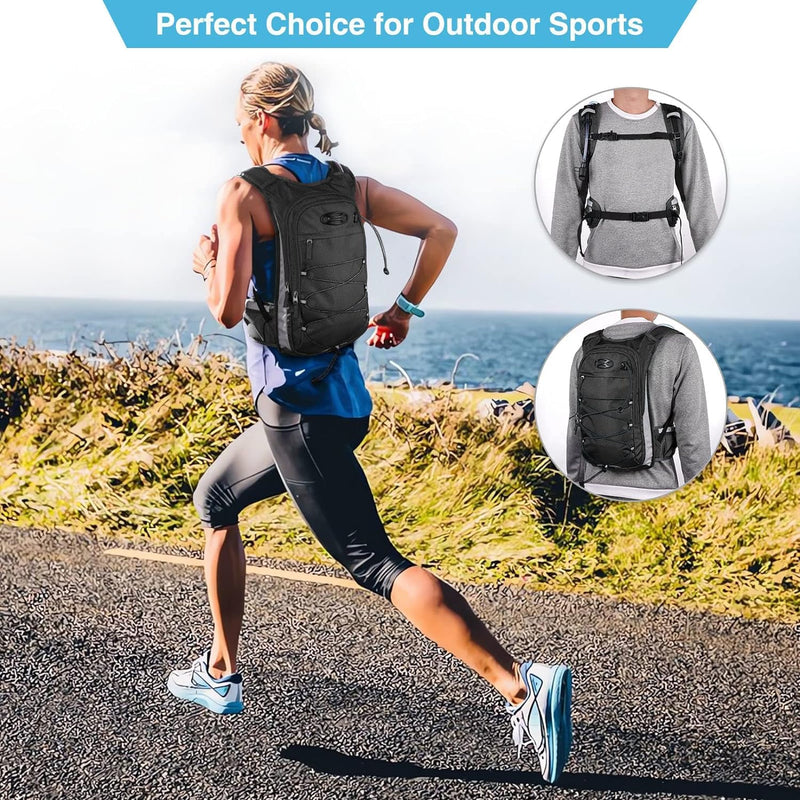 NOOLA Hydration Backpack, Insulated Hiking Water Backpack with 3L TPU Water Bladder for Men Women, Running Hydration Pack Hydro Daypack for Hiking, Trail, Running, Marathons Race, Cycling Black