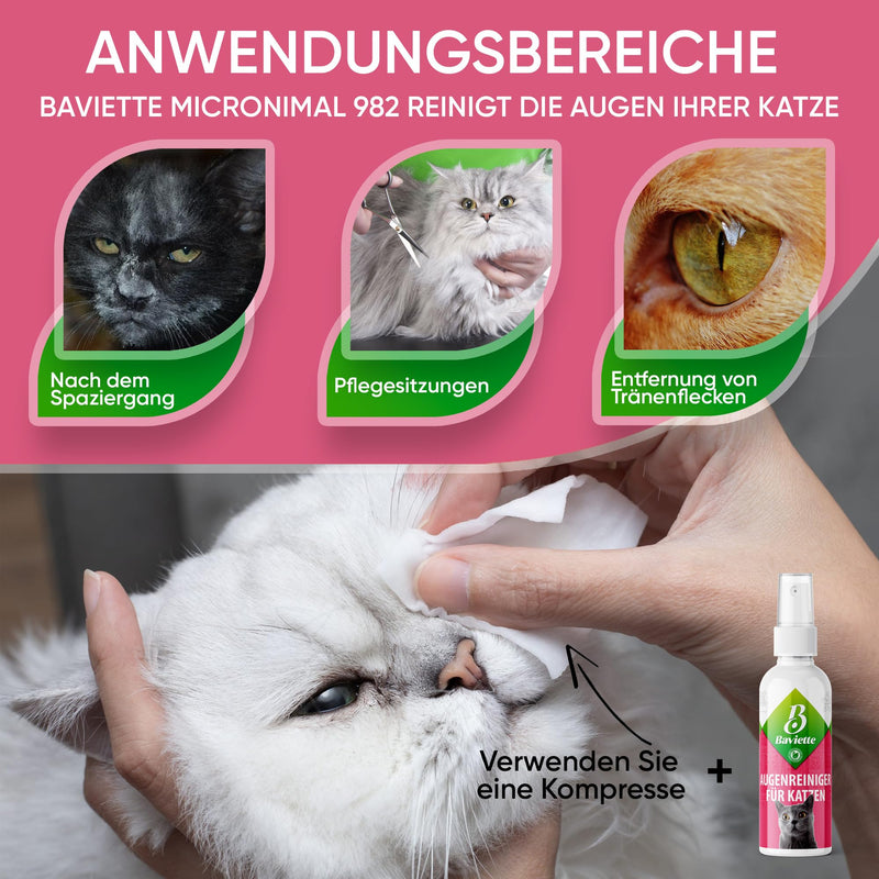 Baviette Cat Care – 100 ml Gentle Eye Area Care Spray for Cats – Probiotic-Inspired with Microorganisms – Odourless, Alcohol-Free & pH-Neutral Eye Care
