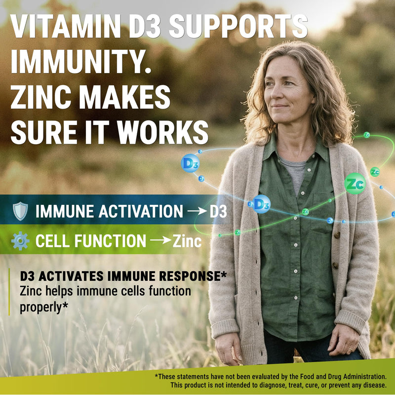 Vitamin D3 K2 with Magnesium Glycinate + Zinc & Calcium | Magnesium 1500mg | D3 10,000 IU | K2 (MK7) 200mcg | Zinc 50mg | Calcium 50mg | Immunity, Bone & Recovery Support – Vegan, Non-GMO