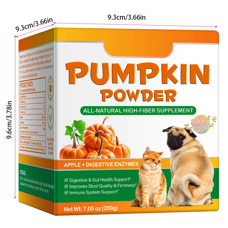 AL'lVER Pets Purest Pumpkin Powder for Dogs & Cats 200g – 100% Natural Dog Digestive Aid, Gut Health Supplement & Stool Support, High-Fibre Pumpkin Topper for Healthy Digestion, Prebiotics, Vitamins
