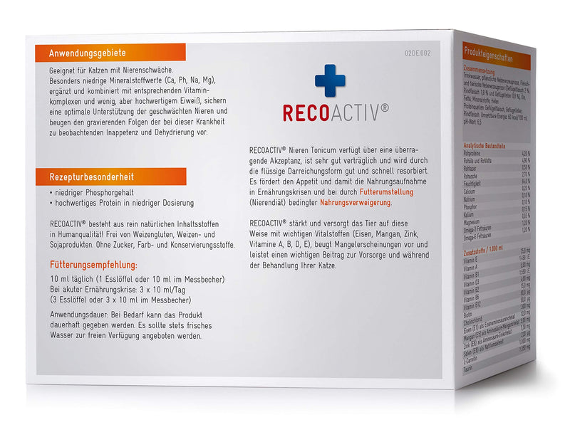 RECOACTIV Kidney Tonic for cats, 3 x 90 ml, dietary food supplement for recovery from early signs of renal dysfunction in cats, and for prevention (Pack of 2) 3 x 90 ml (Pack of 2)