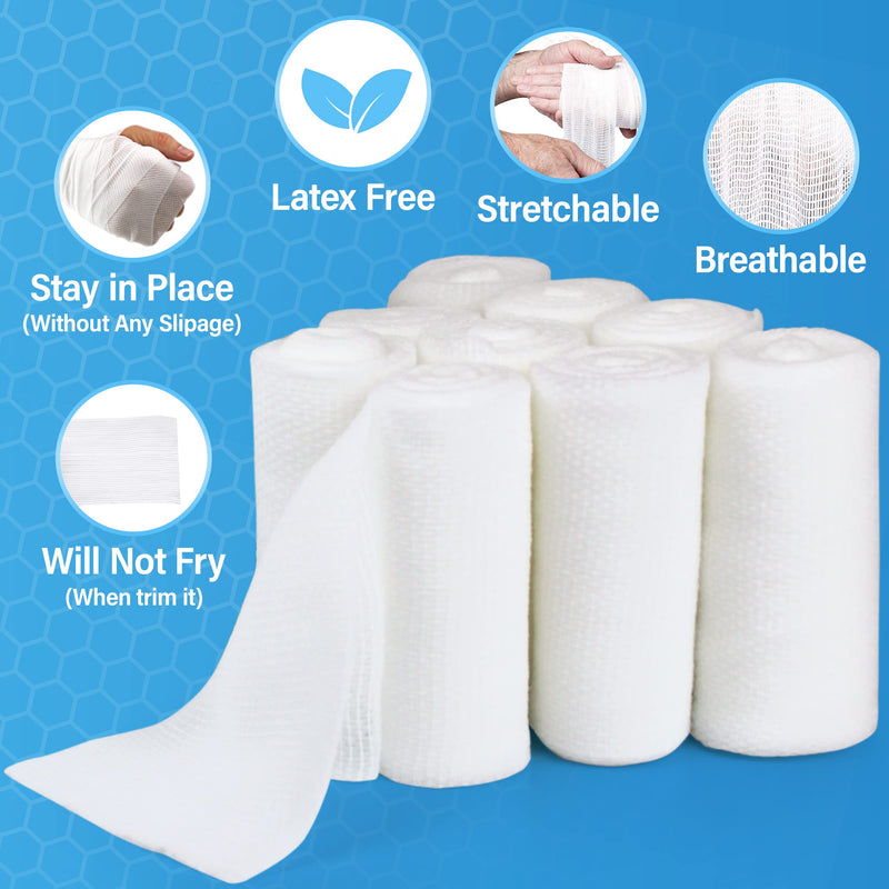 Gauze Bandages – 36 Rolls - Premium First Aid Supplies for Safe Adventuring – Flexible, Stretchable, and Breathable Gauze Rolls – 4” x 4.1 Yards Bandage Wrap for Wound Dressing 4 " Pack of 36 Rolls - BeesActive Australia