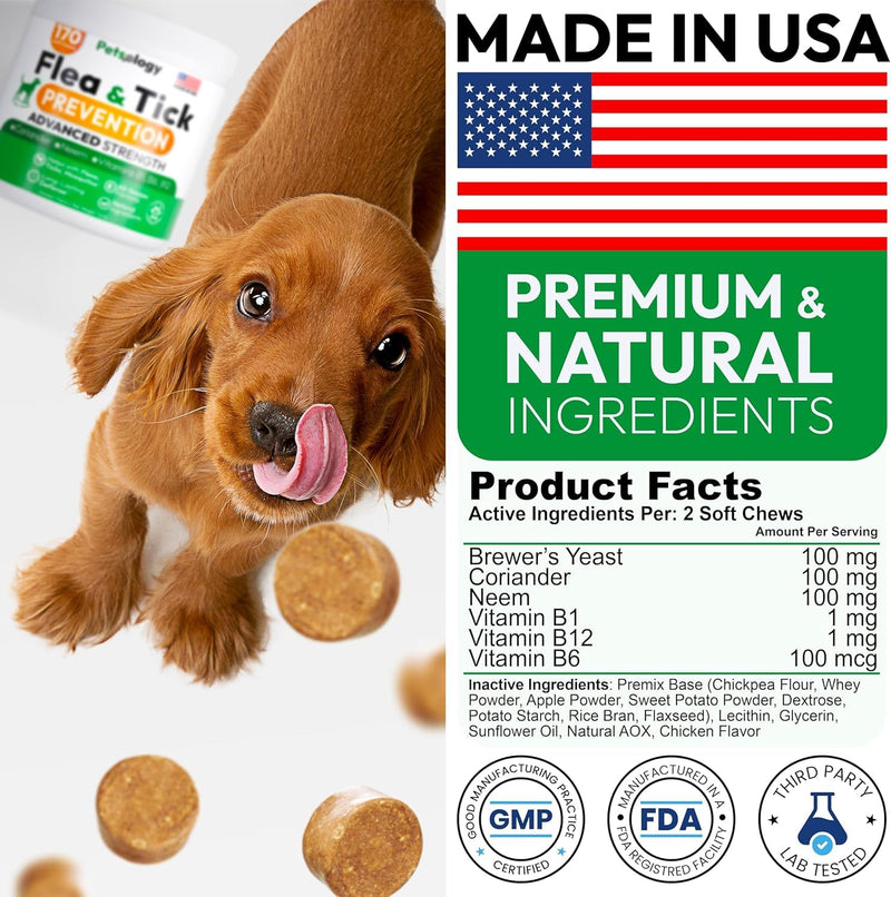 (2 Pack) Flea and Tick Prevention for Dogs Pills - 340 Chews - Natural Dog Flea & Tick Control - Oral Defense Treatment for Dogs Supplement - Vet Formulated - All Breeds & Ages - Made in USA Chicken 340 Chews - Value Pack