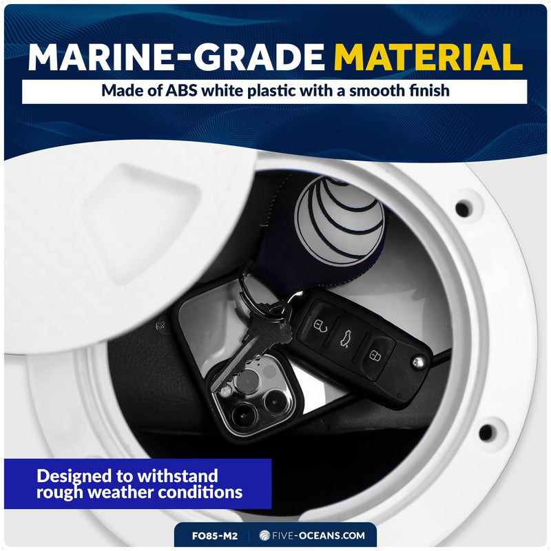 Five Oceans Boat Hatch, Marine Hatch - Boat Access Hatch, Round Inspection Deck Plate Hatch with Detachable Cover for Boat Yacht, UV Resistant ABS White Plastic, 4", 5", 6", 8" Multiple Sizes 6" (2-Pack)