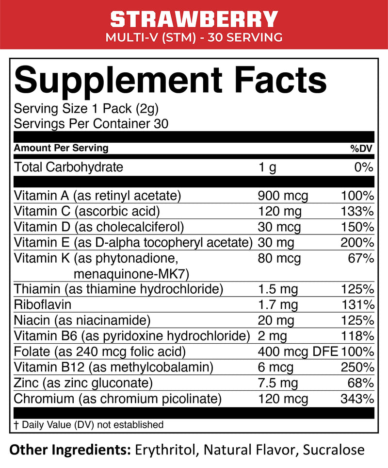 MTN OPS Multi-V STM On-the-Go Daily Multivitamin, 30 Servings | Straight-to-Mouth Multivitamin, Daily Vitamins, On-the-Go Nutrition, Travel Friendly Multi-Vitamins