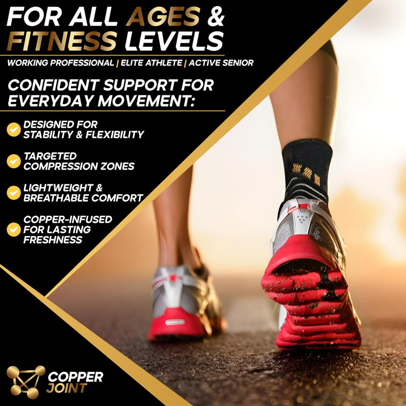 CopperJoint Compression Ankle Brace for Women Support, Durable Design Foot and Ankle Support for Women & Men Ideal to Support for Sports, Running, Comfortable Fit, Breathable Material - Large - BeesActive Australia