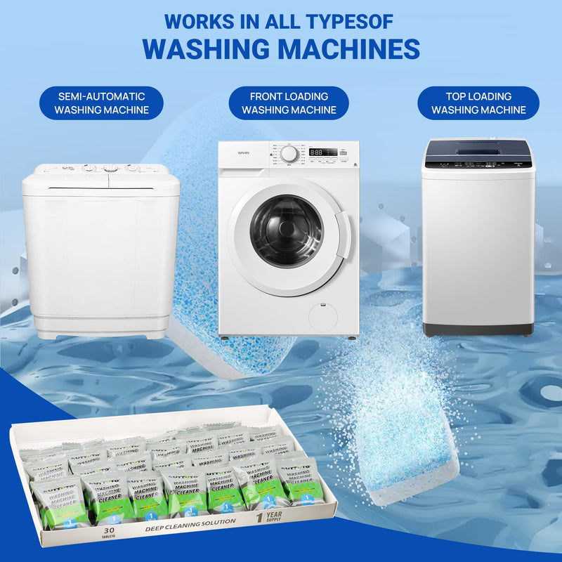 Washing Machine Cleaner, 30-Pack, Powerhouse-Eliminates Stains and Remove Odours, Suitable for All Washing Machine - BeesActive Australia