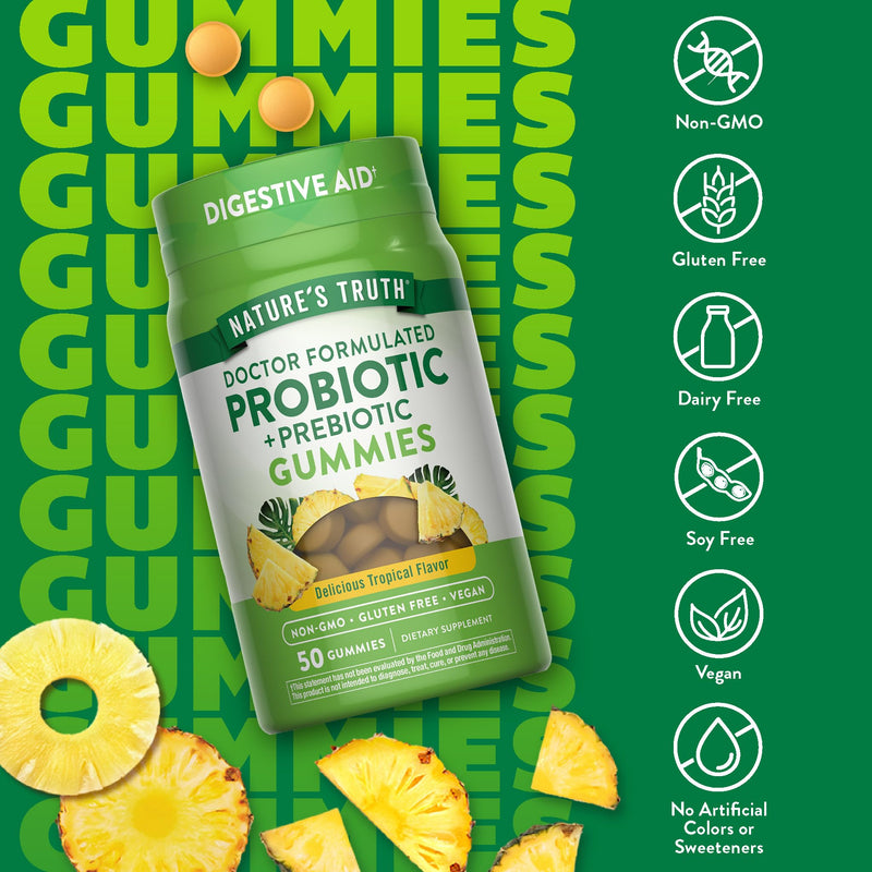 Nature's Truth Probiotic Gummies for Adults | 50 Count | Vegan, Non-GMO & Gluten Free Digestive Health Supplement