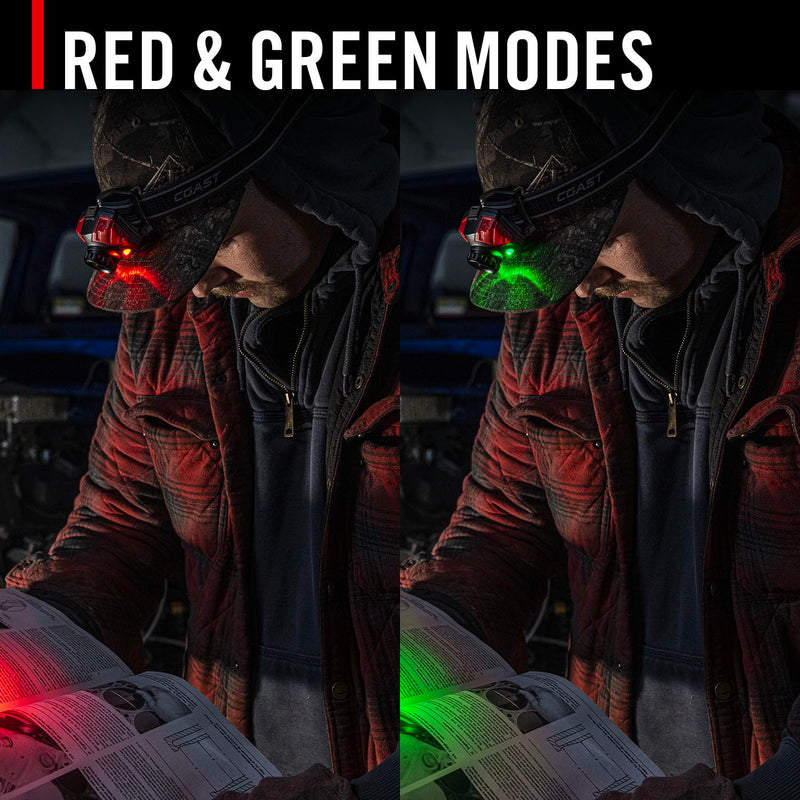 Coast® FL85R 1000 Lumen Tri-Color (White/Red/Green) Focusing Rechargeable LED Headlamp, Built-in Rechargeable Battery Built-In Battery - BeesActive Australia