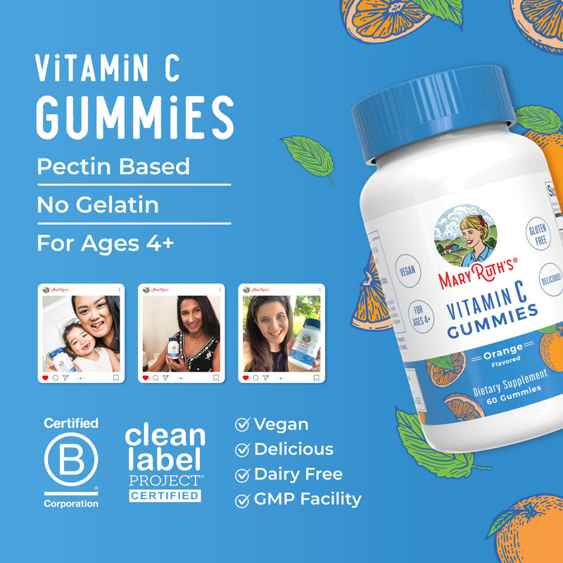 MARYRUTH'S Vitamin C Gummies for Adults & Kids, Immune Support, 60 Servings | Immune Support, 60 Servings