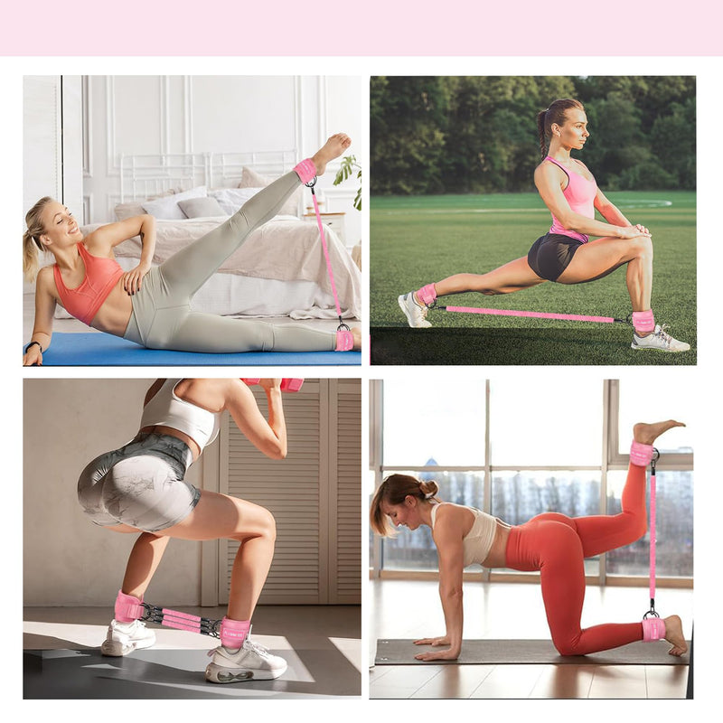 Hip Thrust Belt for Weights and Ankle Resistance Bands with Cuffs for Working Out,Hip Thrust Belt for Dumbbells Heavy, Kettlebells, Plates,Hip,Leg and Booty Builder, Glute Bridge Band Pink