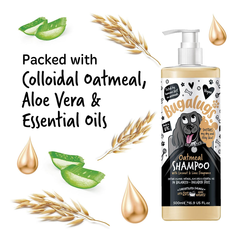 Oatmeal & Aloe Vera Dog Shampoo Dog Grooming Shampoo Products for Smelly Dogs with Fragrance, Oatmeal Puppy Shampoo, Professional Vegan pet Shampoo & Conditioner Shampoo 16.85 Fl Oz - PawsPlanet Australia