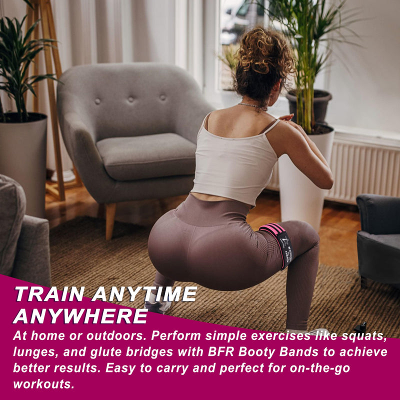 BFR Occlusion Bands for Women Glutes,Blood Flow Restriction Bands for Legs, Butt & Hip Building, Workouts, Best Fabric Resistance Bands for Squat Butt & Thigh Black&Pink - BeesActive Australia