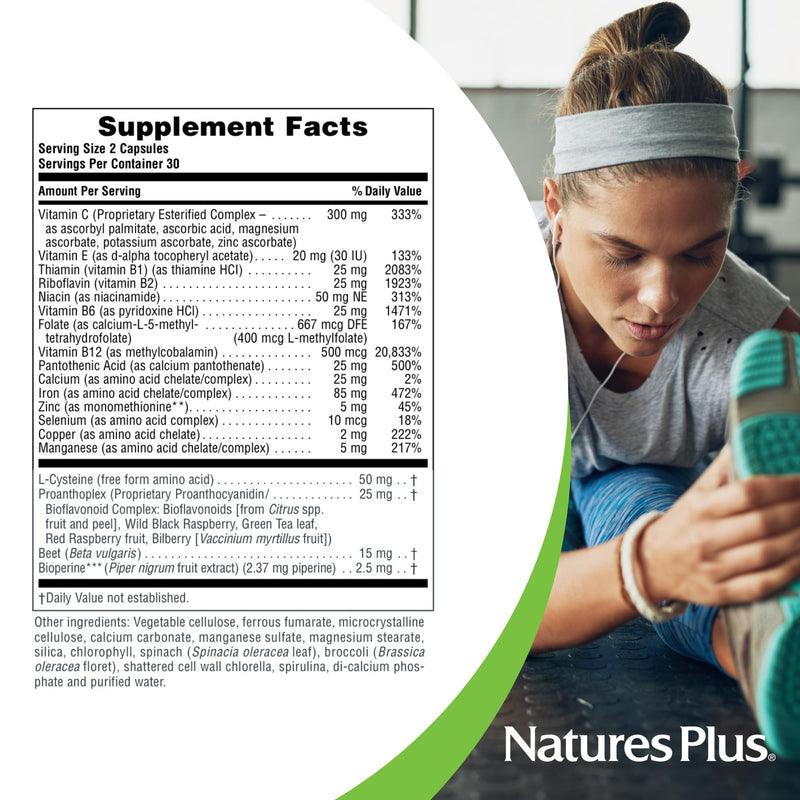NaturesPlus Hema-Plex Iron - 60 Fast-Acting Capsules - 3 Pack - 85 mg Chelated Iron + Vitamin C & Bioflavonoids for Healthy Red Blood Cells - Vegan, Gluten Free - 90 Total Servings 60 Count (Pack of 3)