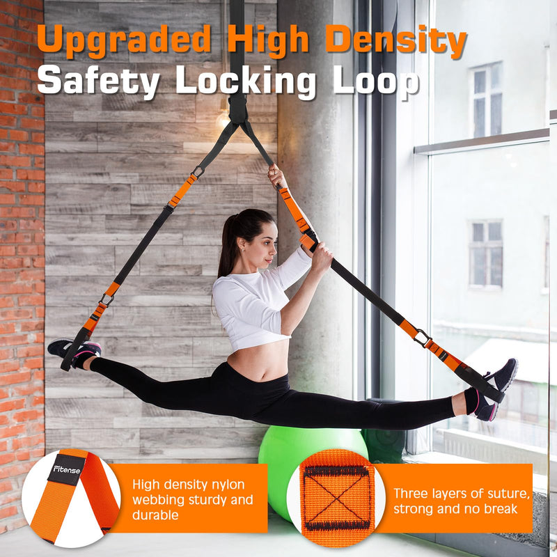 Home Resistance Training Kit, Suspension Trainer Straps with Adjustable Extension, Door Anchor, and Carry Bag – Strength Training Equipment for Full Body Bodyweight Workouts at Home or Outdoors Orange