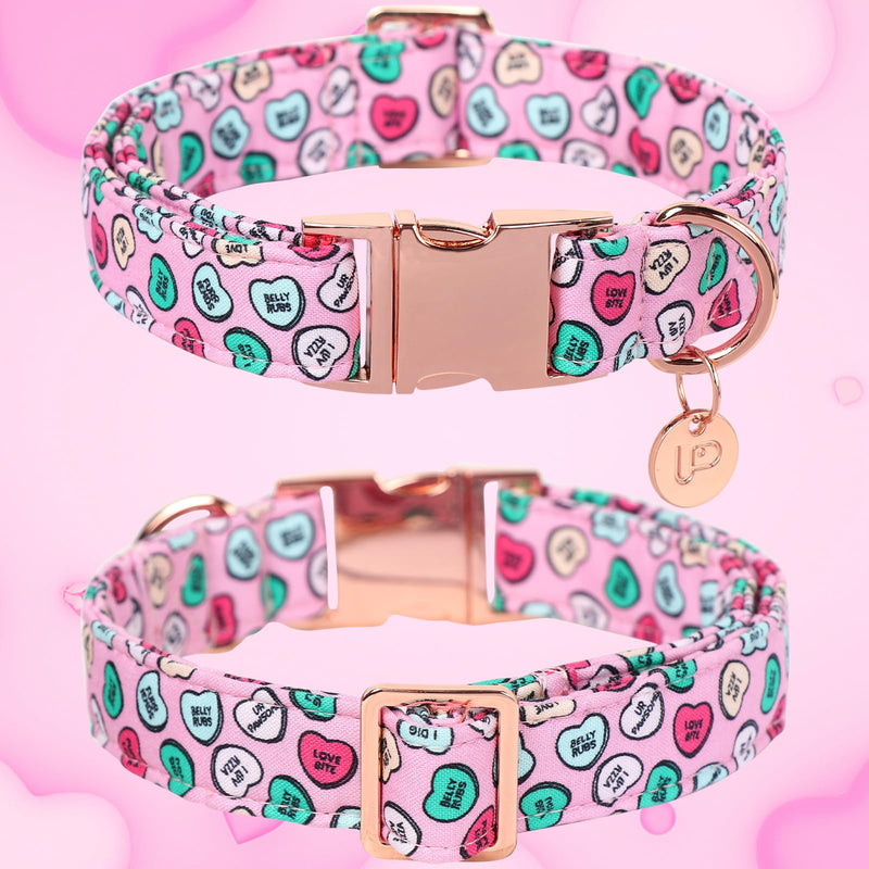 Valentine's Day Dog Collar, Heart Dog Collar for Small Medium Large Girl Boy Dogs or Cats, Wedding Dog Collar Match Dog Leash, Pet Collar with Metal Buckle, S, Neck 10-16in Colorfulhearts CC - BeesActive Australia