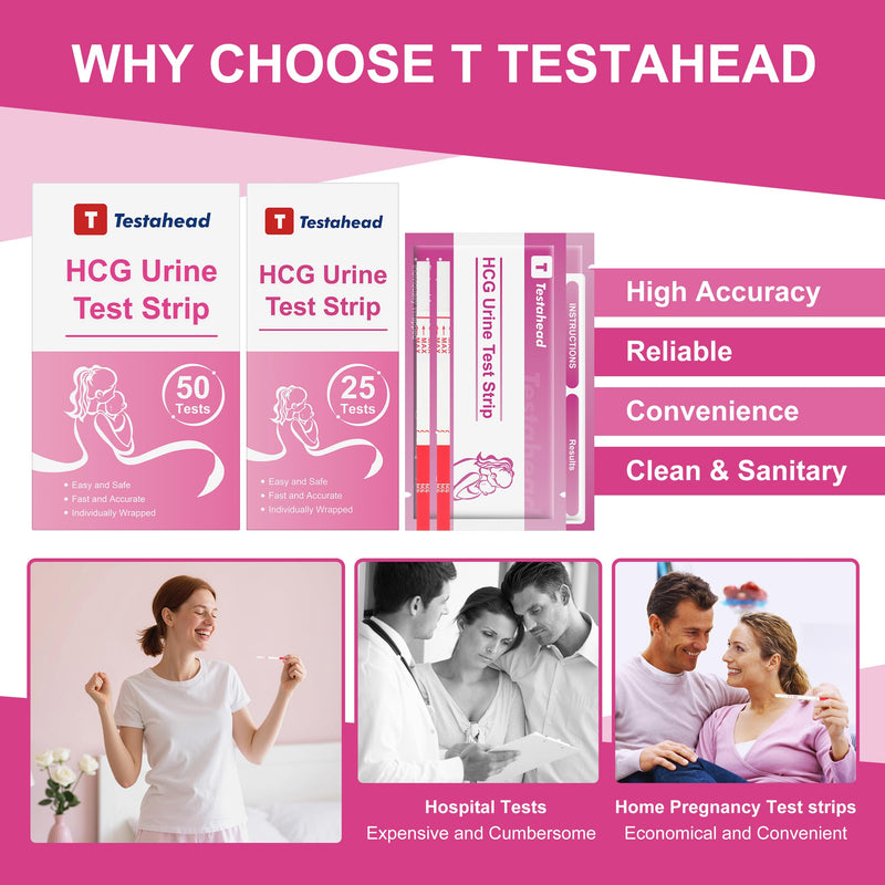 T TESTAHEAD Pregnancy Test Strips, 50 Count, High Sensitivity Home Tests for Early Detection