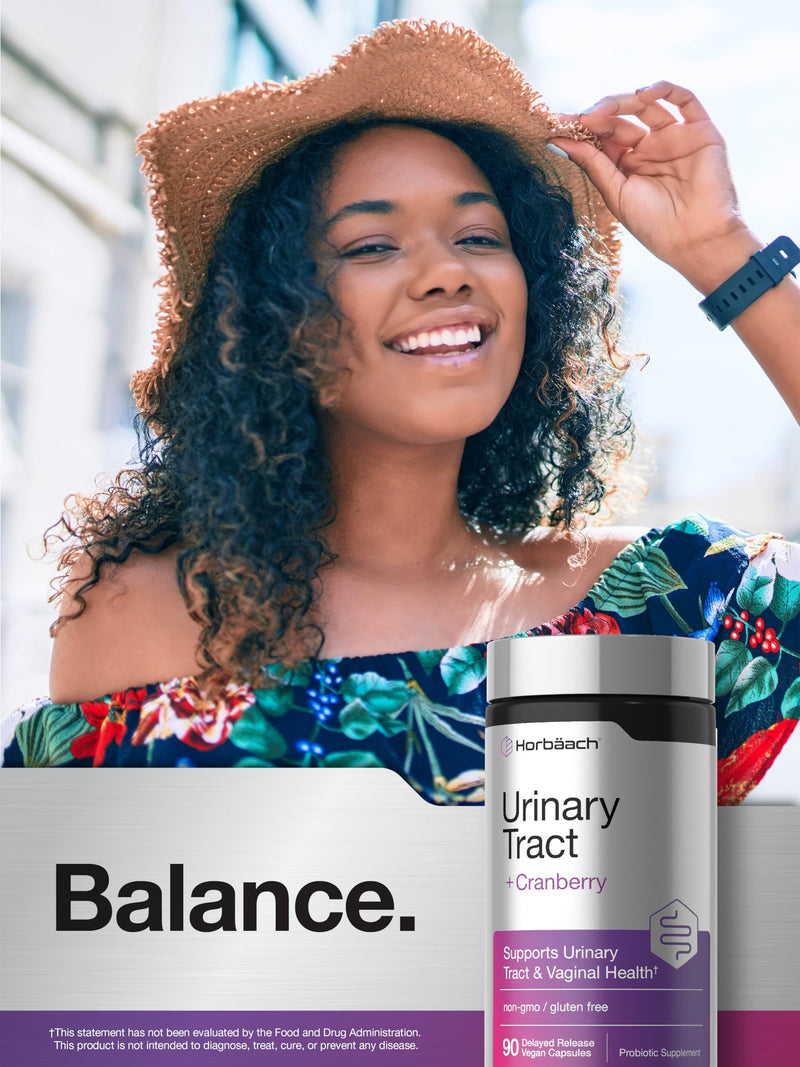 Horbaach Urinary Tract Health for Women | 90 Vegan Capsules | Probiotics and Cranberry for Vaginal Health | Vegan, Non-GMO, Gluten Free Supplement