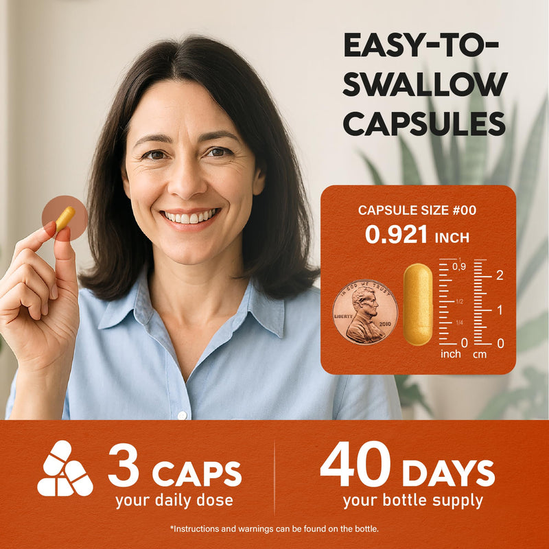 Turmeric Curcumin Supplement 2365 mg - Turmeric with Ginger & Black Pepper - Highly Bioavailable & Extra Strength 95% Curcuminoids - Antioxidant, Immunity & Joint Support - Made in USA - 120 Capsules - BeesActive Australia