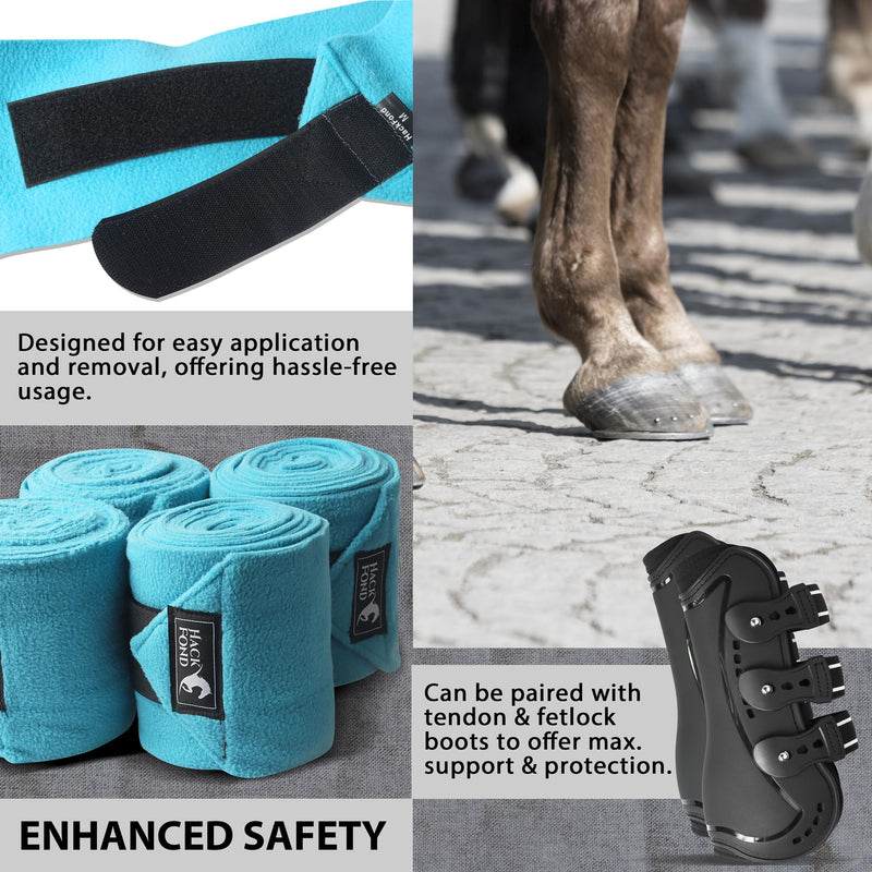 Horse Polo Leg Wraps, 10' Long Fleece Polo Wraps for Horses Set of 4, Horse Leg Bandages Stable Supplies Equestrian Boots Horse Leg Protection Vivid Cerulean 10' - BeesActive Australia